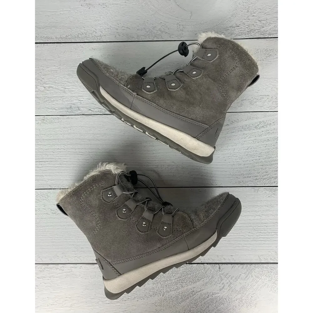 Sorel Boots Youth Girls 4 WhitneyWaterproof Winter Gray Lace Up Winter Boots